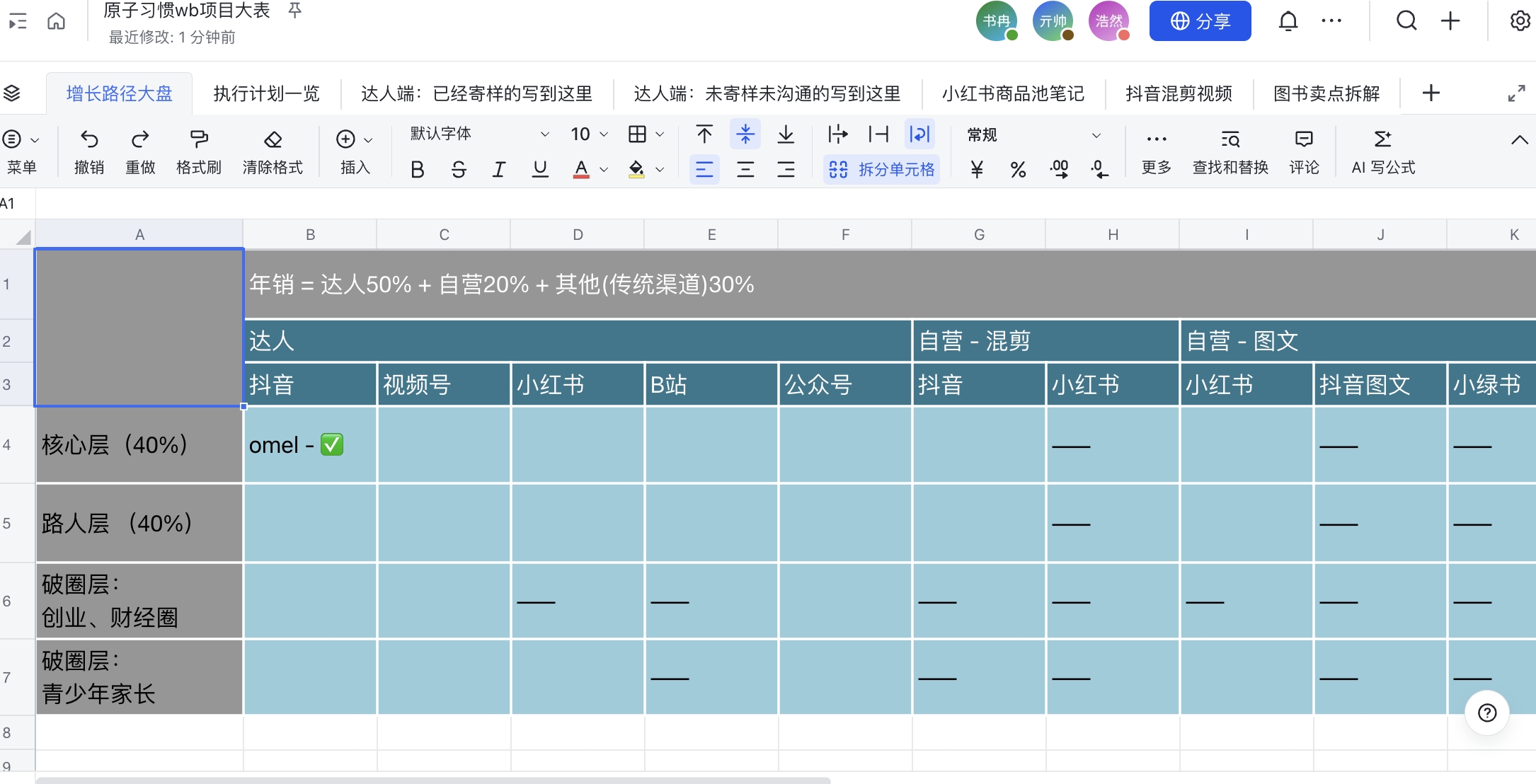 项目大表：增长路径大盘